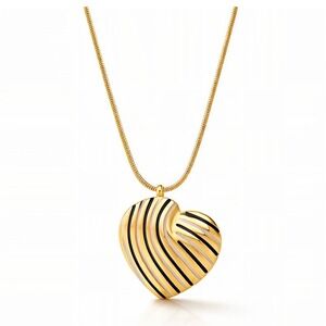 Elegant Puffy Heart Charm 18K Gold Pendant Necklace